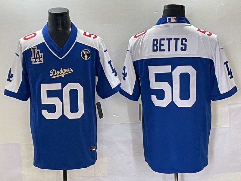 Men 2025 Los Angeles Dodgers #50 Betts Blue white Nike MLB Jersey style 7075->los angeles dodgers->MLB Jersey